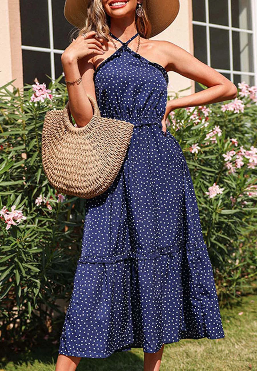 Polka Dot Halter Neck Dress - Image 2