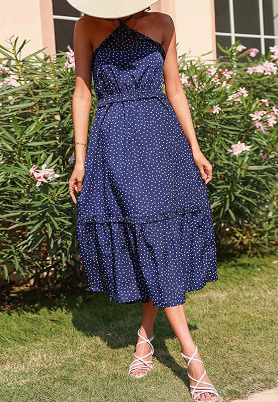 Polka Dot Halter Neck Dress - Image 3