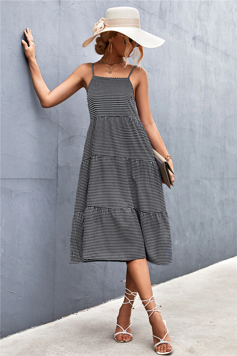 Polka Dot Halter Tiered Dress - Image 6