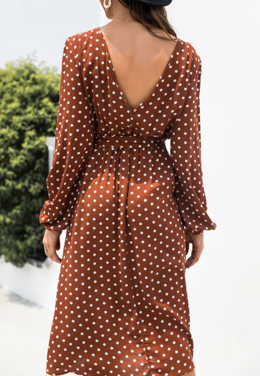 Polka Dot Low Back Dress - Image 13