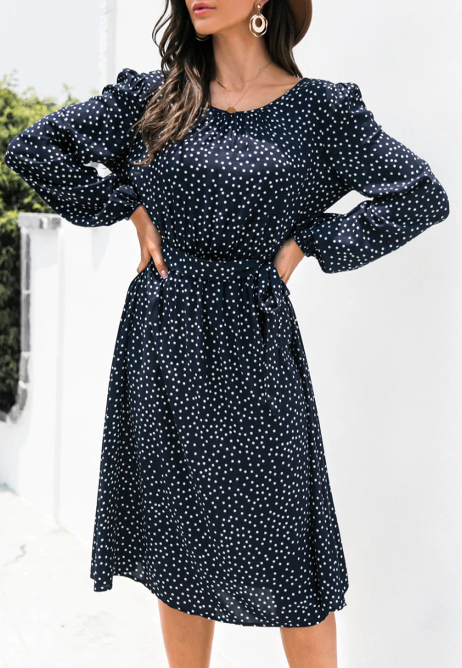 Polka Dot Low Back Dress - Image 15