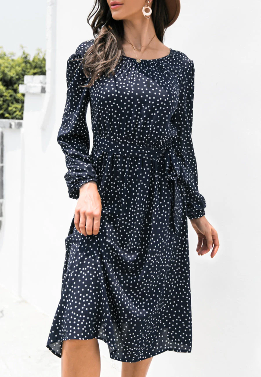 Polka Dot Low Back Dress - Image 16