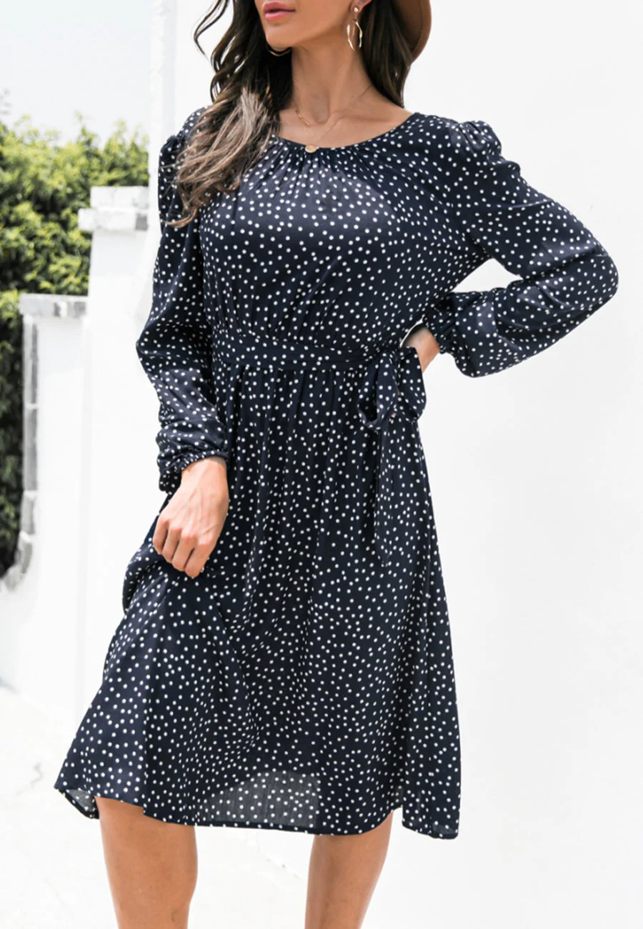 Polka Dot Low Back Dress - Image 19