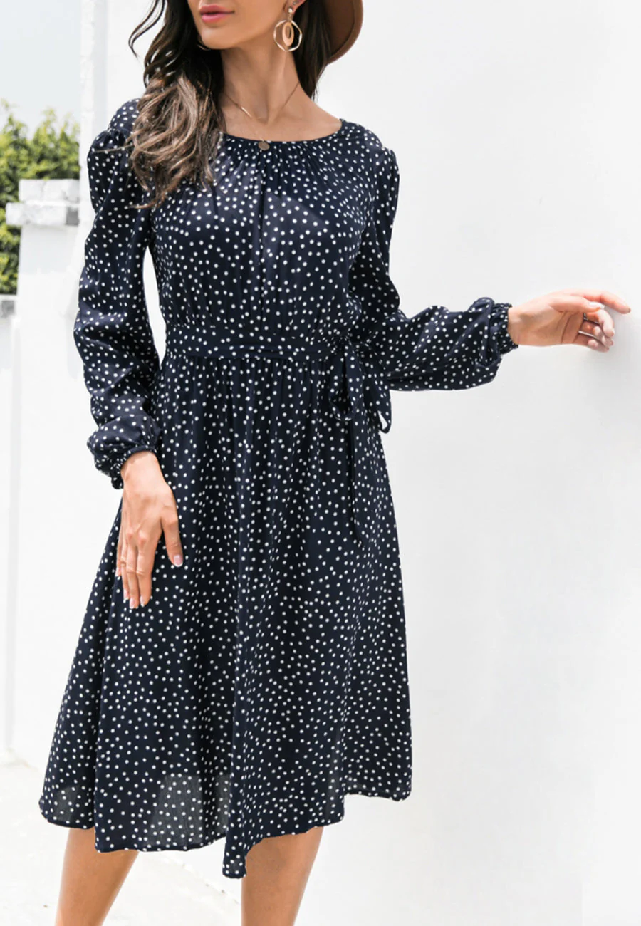 Polka Dot Low Back Dress - Image 20