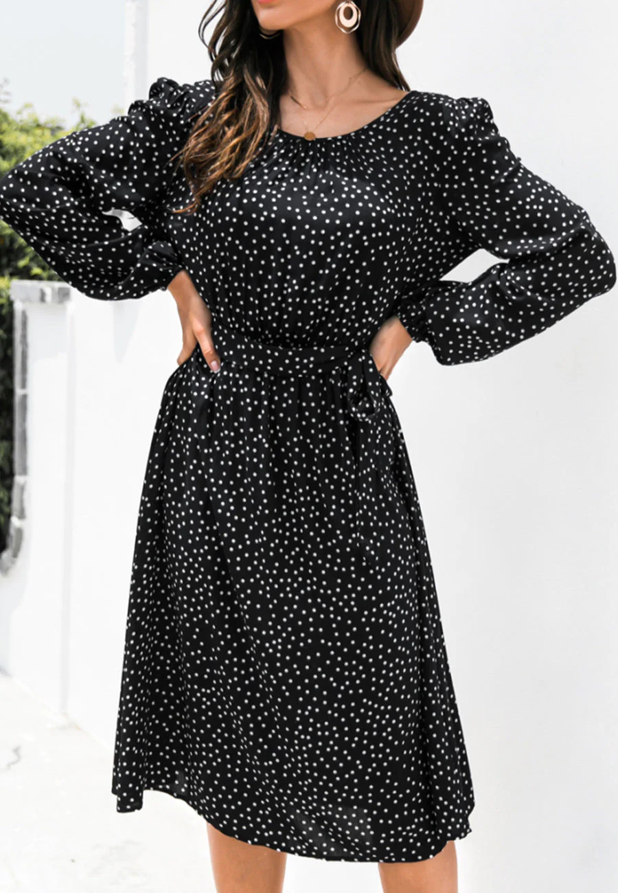 Polka Dot Low Back Dress - Image 3