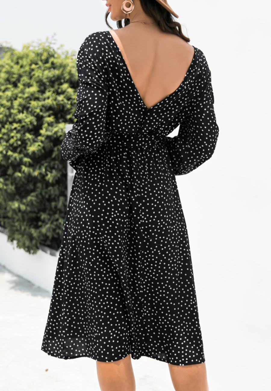 Polka Dot Low Back Dress - Image 7