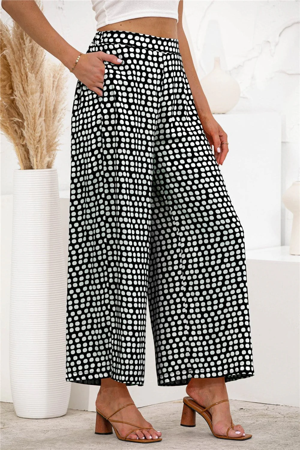 Polka Dot Palazzo Pants - Image 9
