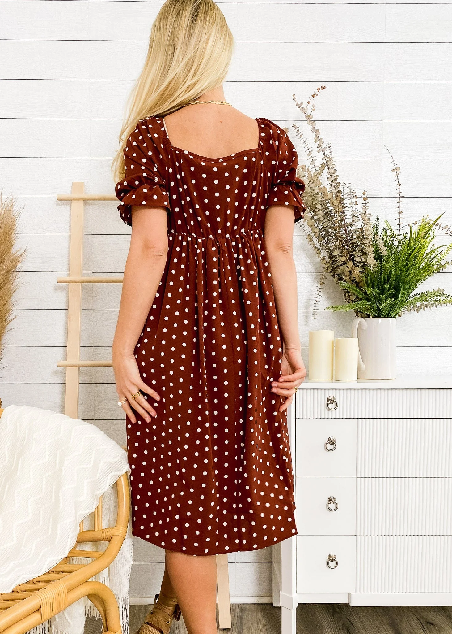 Polka Dot Puff Sleeve Dress - Image 5