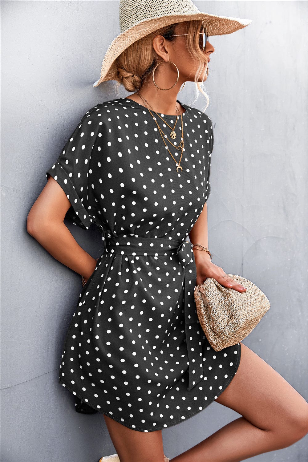 Polka Dot Rounded Hem Dress - Image 3