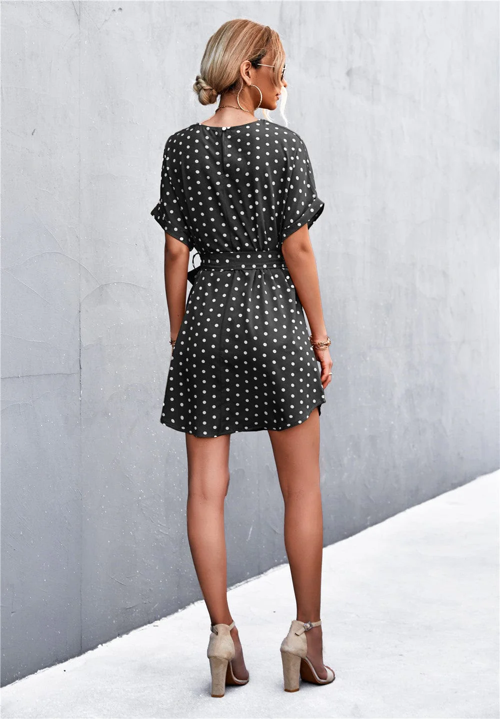 Polka Dot Rounded Hem Dress - Image 5