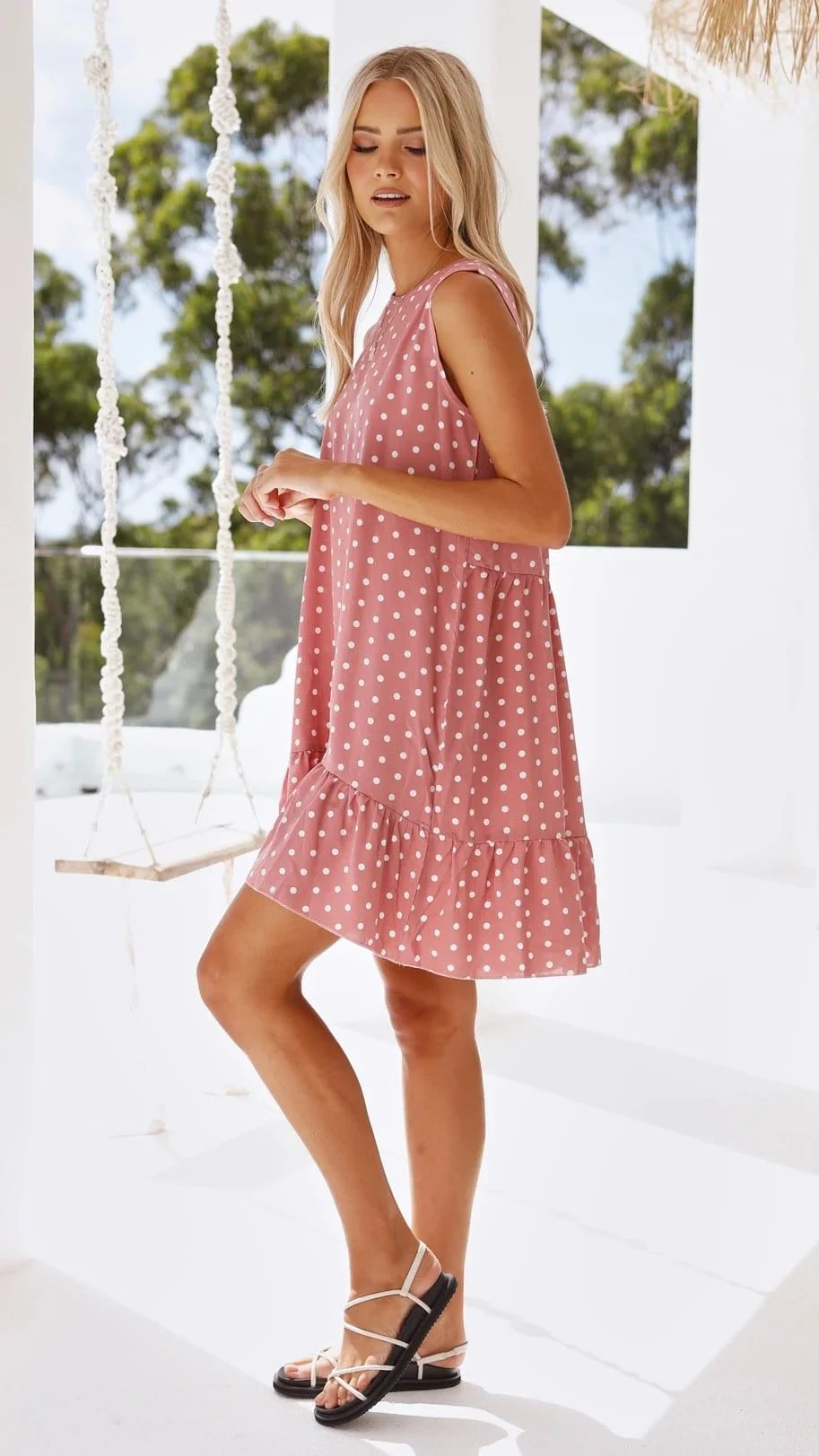 Polka Dot Ruffle Dress - Image 18