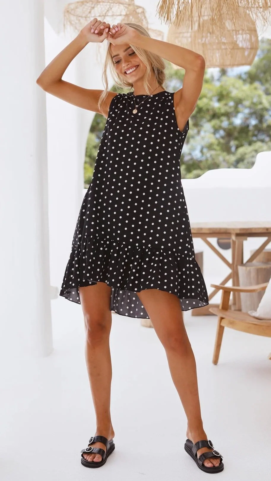 Polka Dot Ruffle Dress - Image 5