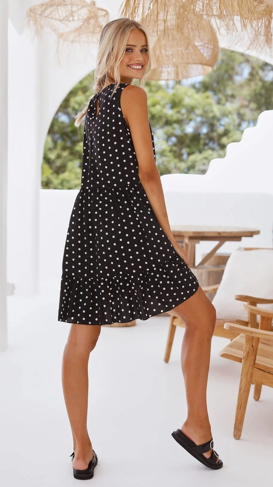 Polka Dot Ruffle Dress - Image 8