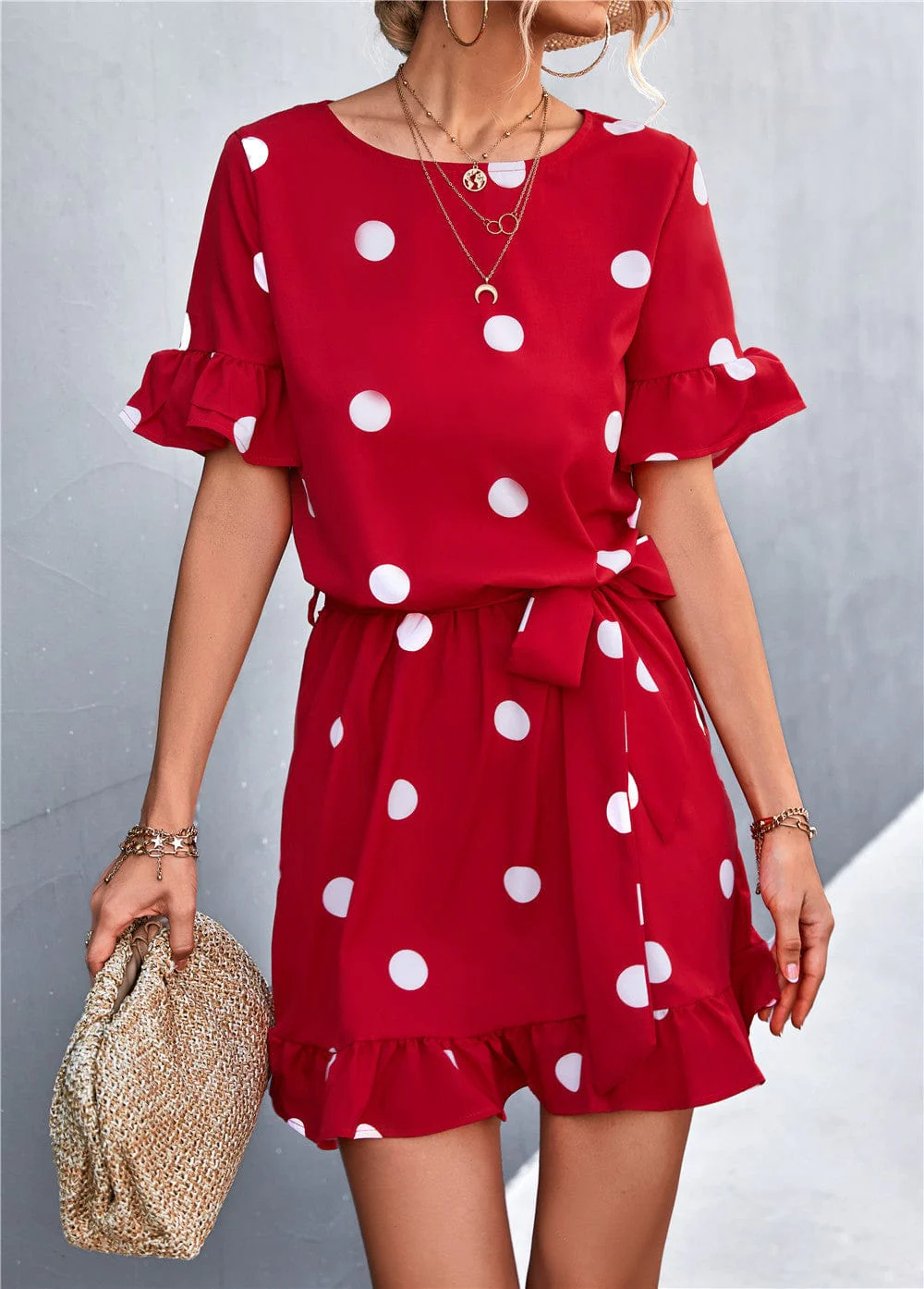 Polka Dot Ruffle Light Dress - Image 12