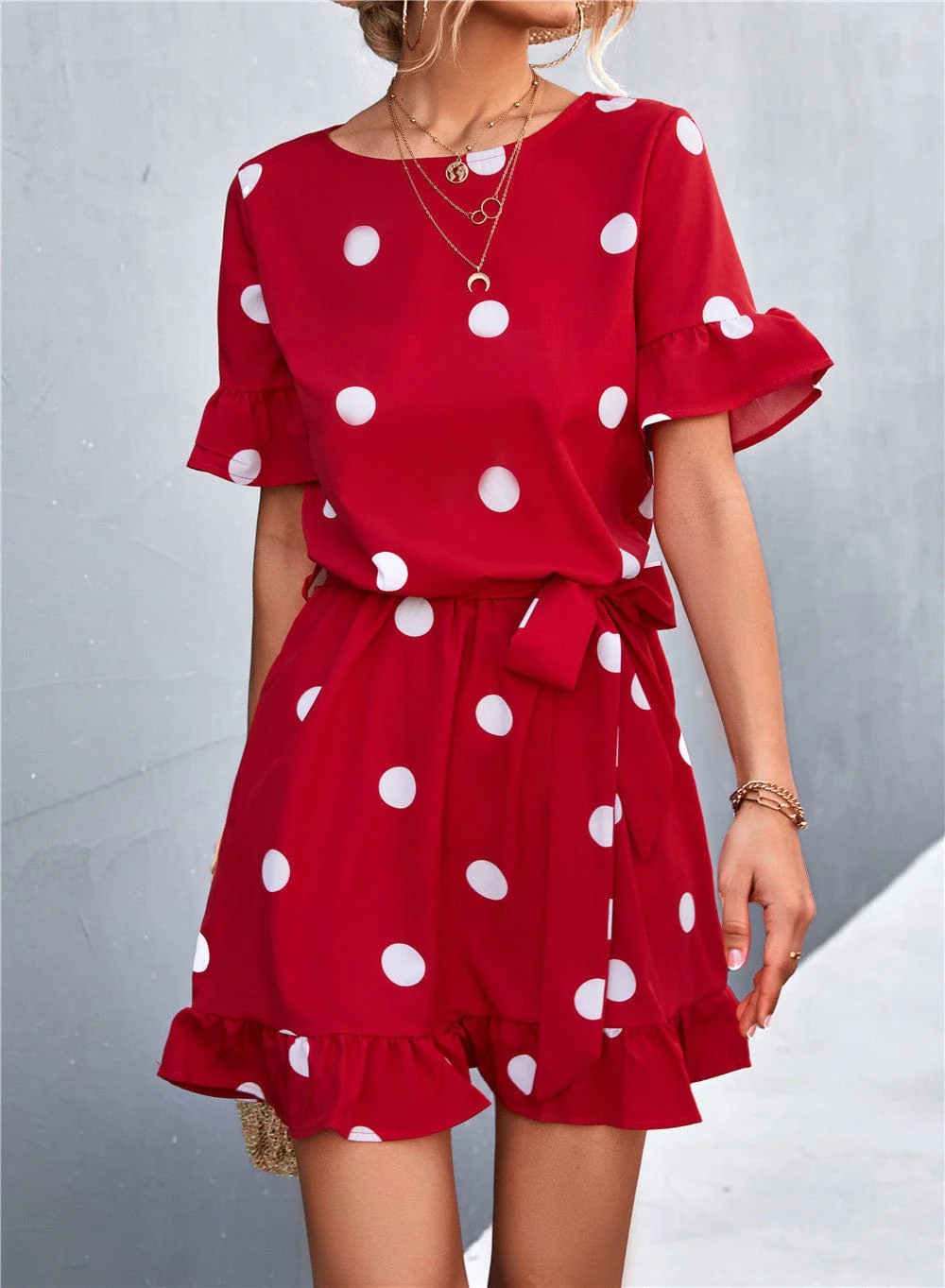 Polka Dot Ruffle Light Dress - Image 13
