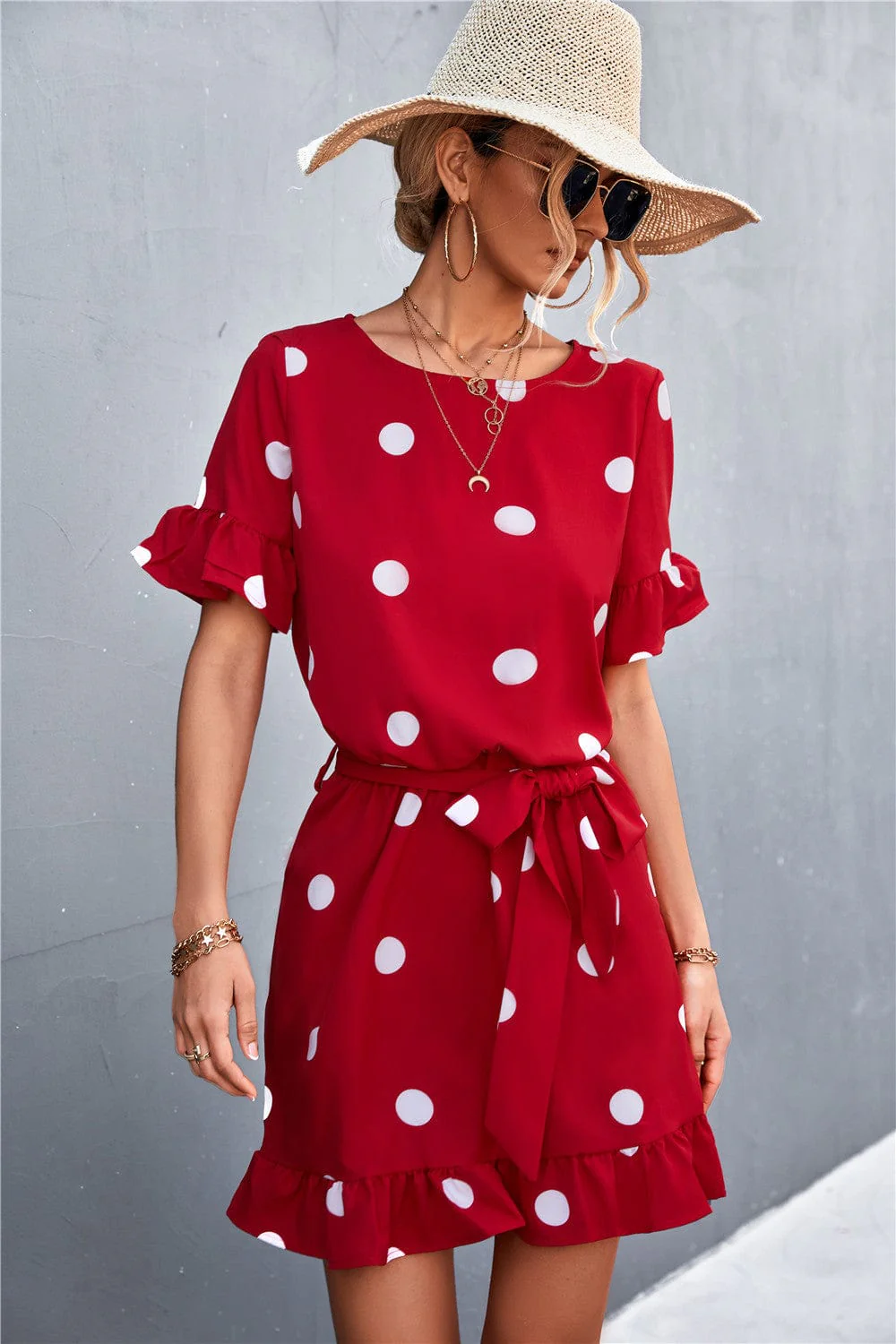 Polka Dot Ruffle Light Dress - Image 15