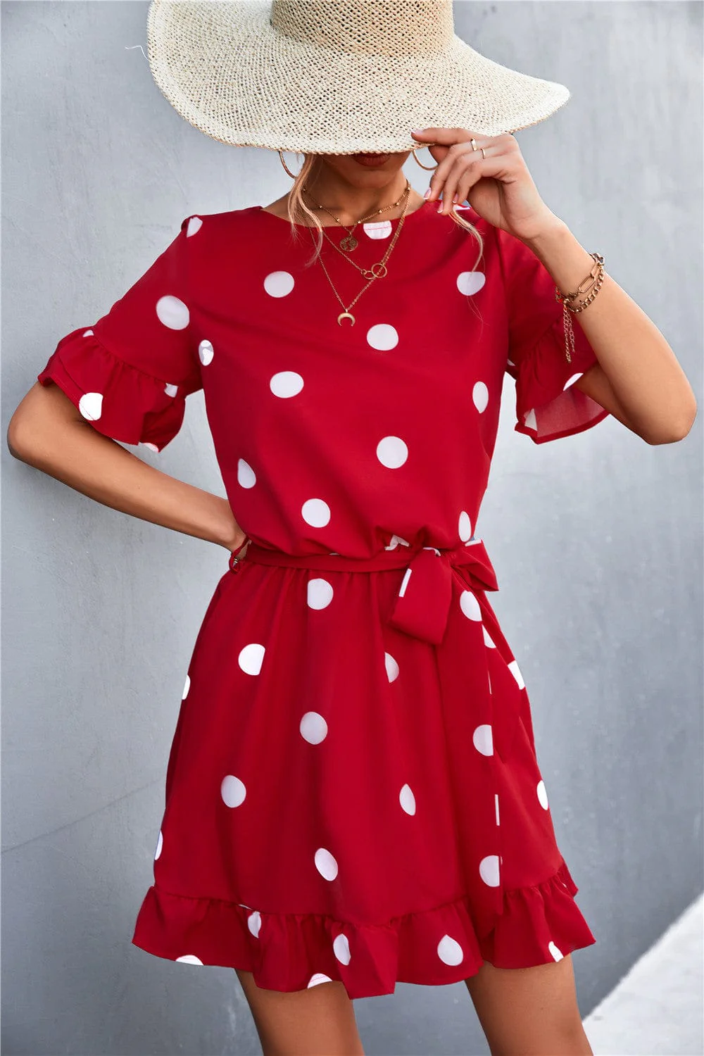 Polka Dot Ruffle Light Dress - Image 16