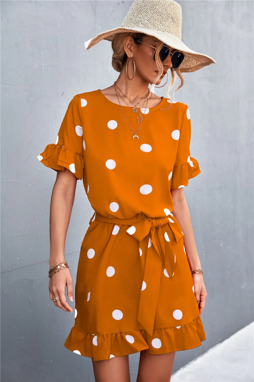 Polka Dot Ruffle Light Dress - Image 8