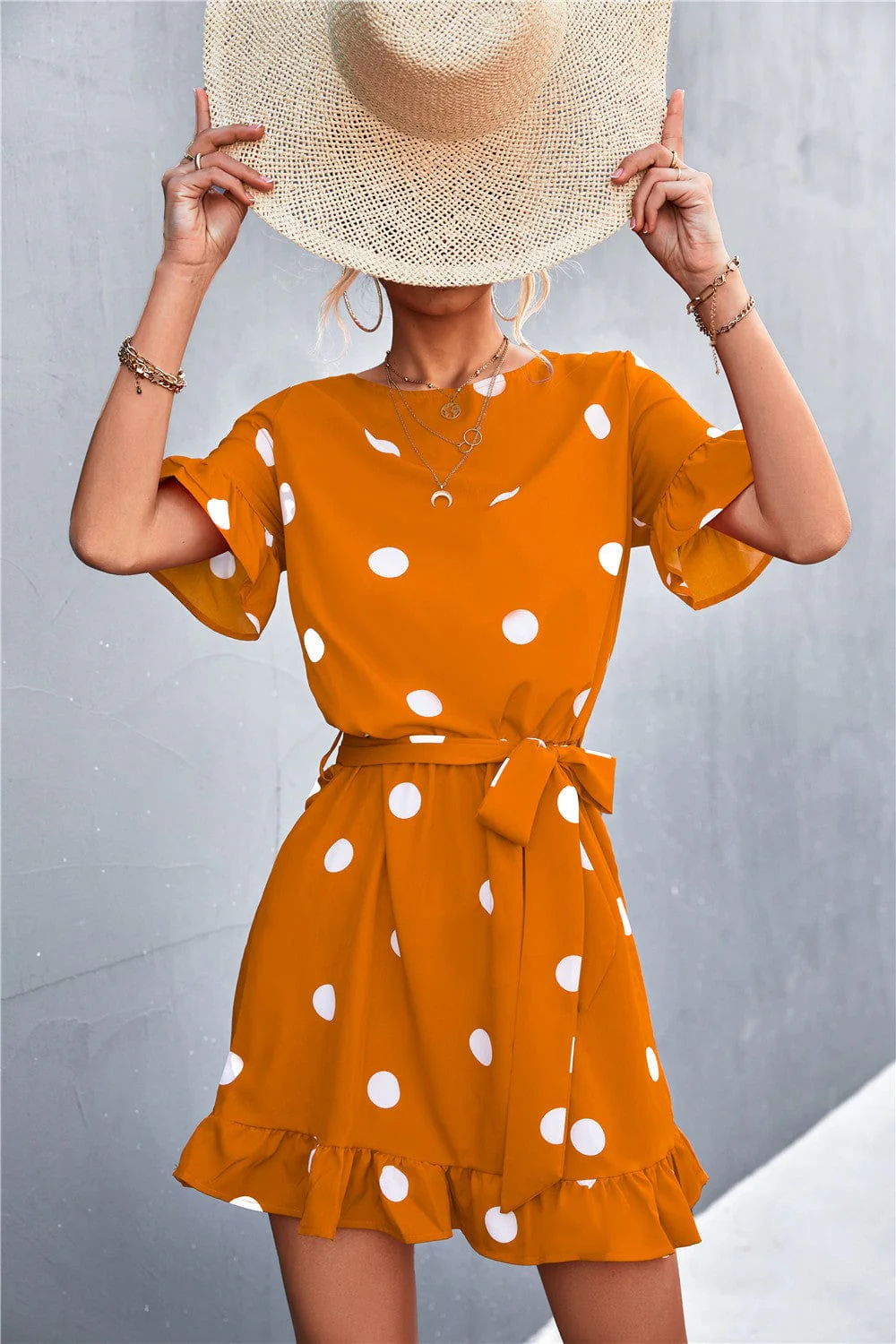Polka Dot Ruffle Light Dress - Image 9