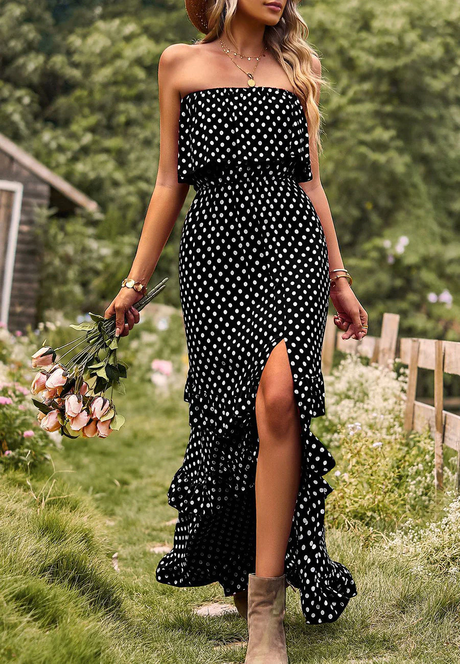 Polka Dot Ruffle Maxi Dress - Image 10