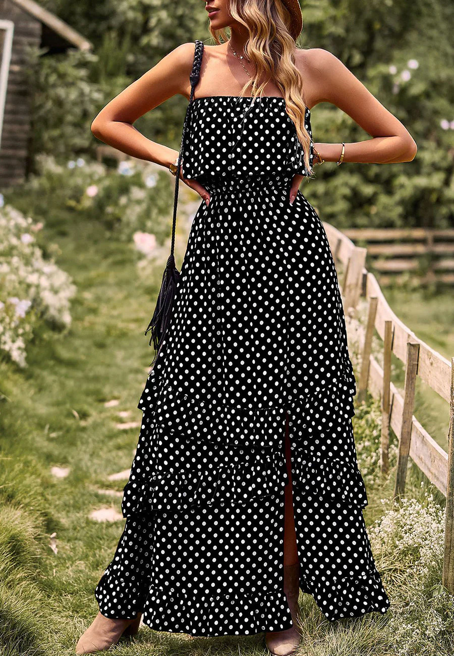 Polka Dot Ruffle Maxi Dress - Image 13