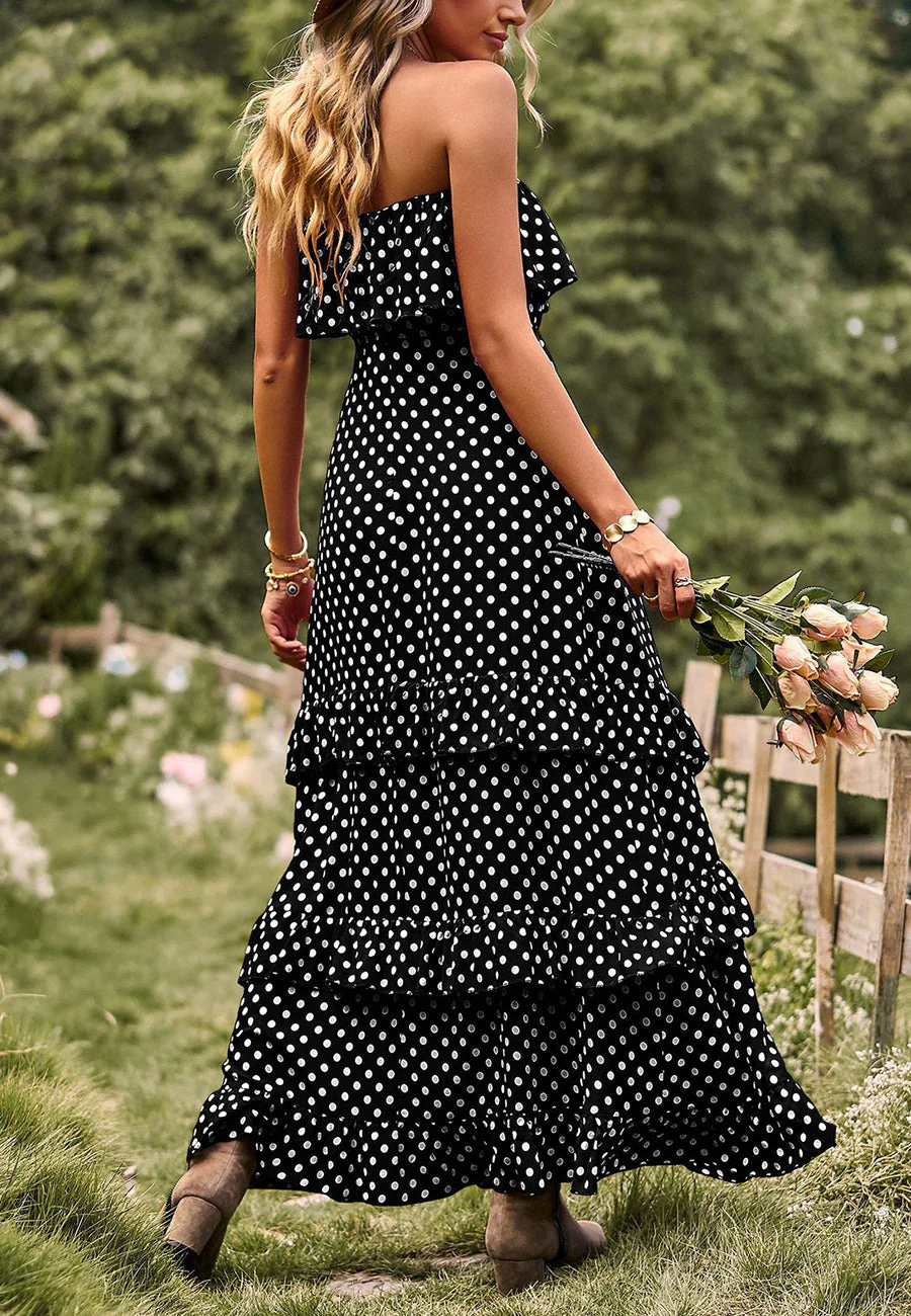 Polka Dot Ruffle Maxi Dress - Image 15