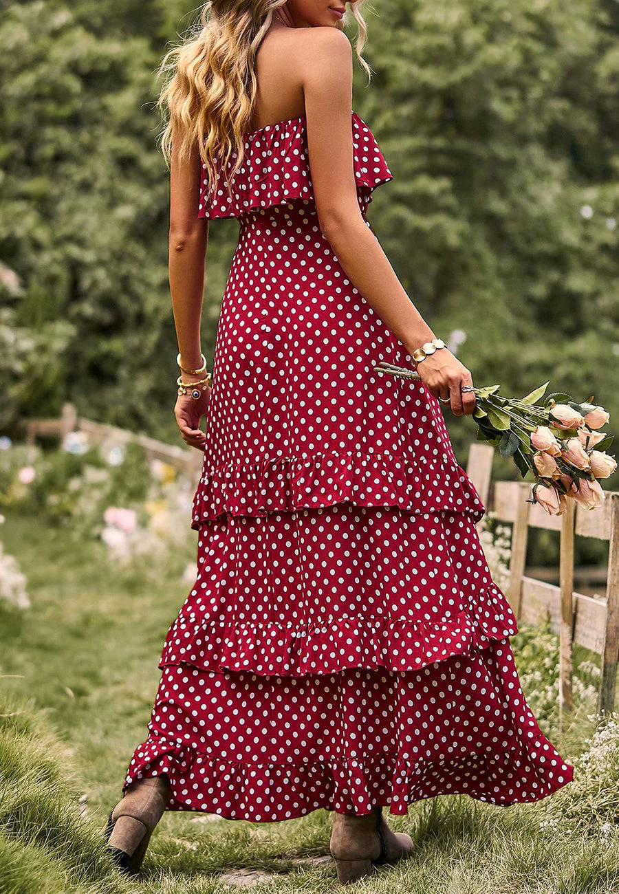 Polka Dot Ruffle Maxi Dress - Image 27