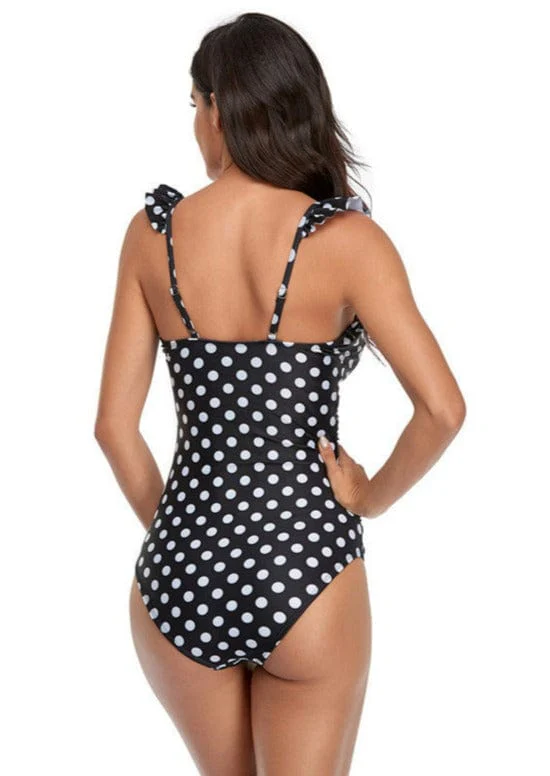Polka Dot Ruffled Tank One-Piece - Image 2