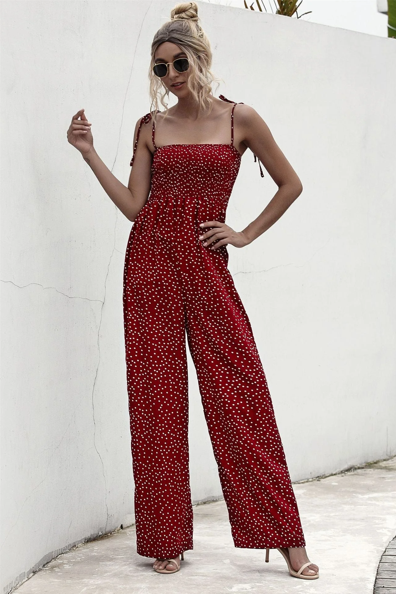 Polka Dot Straight Neck Jumpsuit - Image 13
