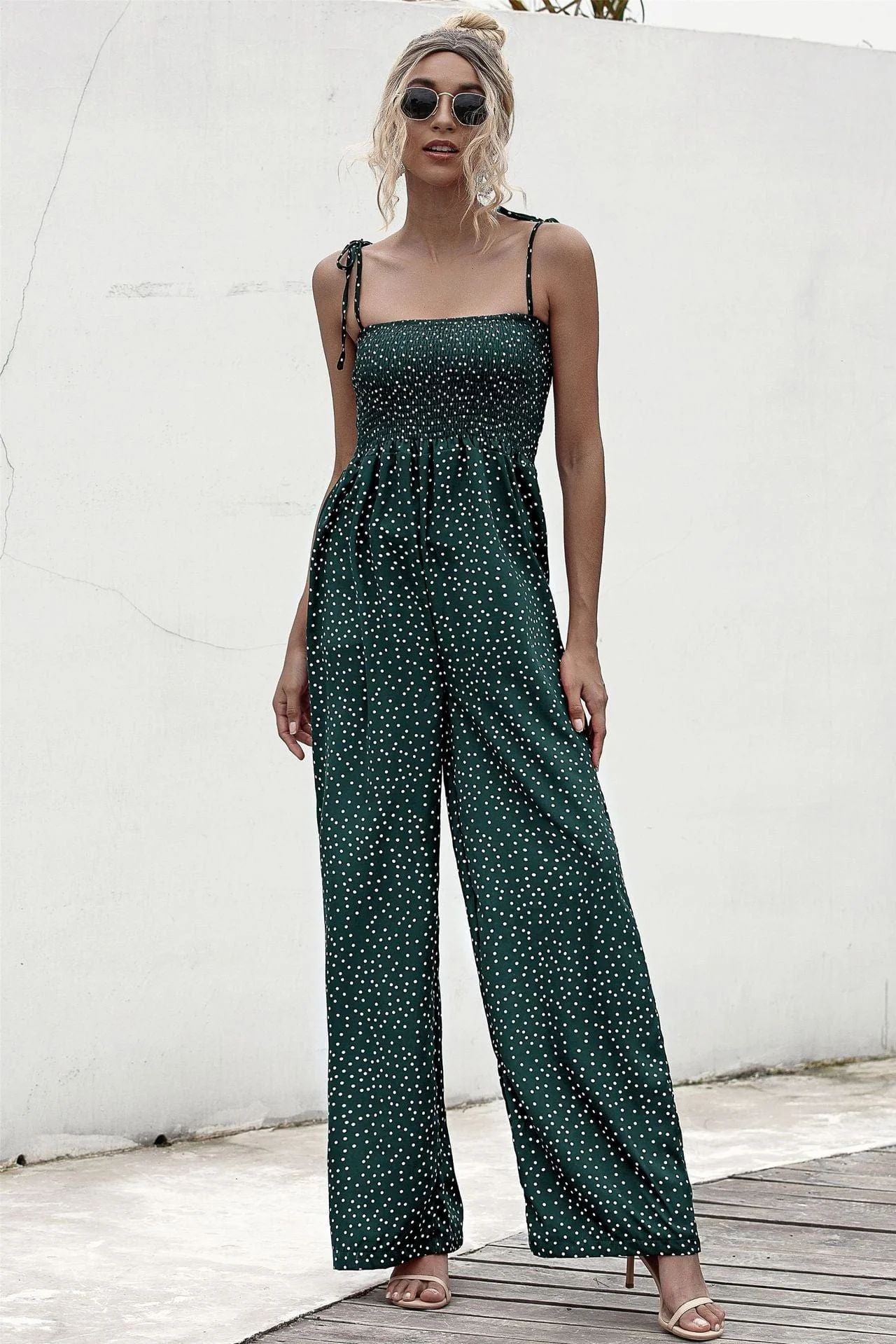 Polka Dot Straight Neck Jumpsuit - Image 15