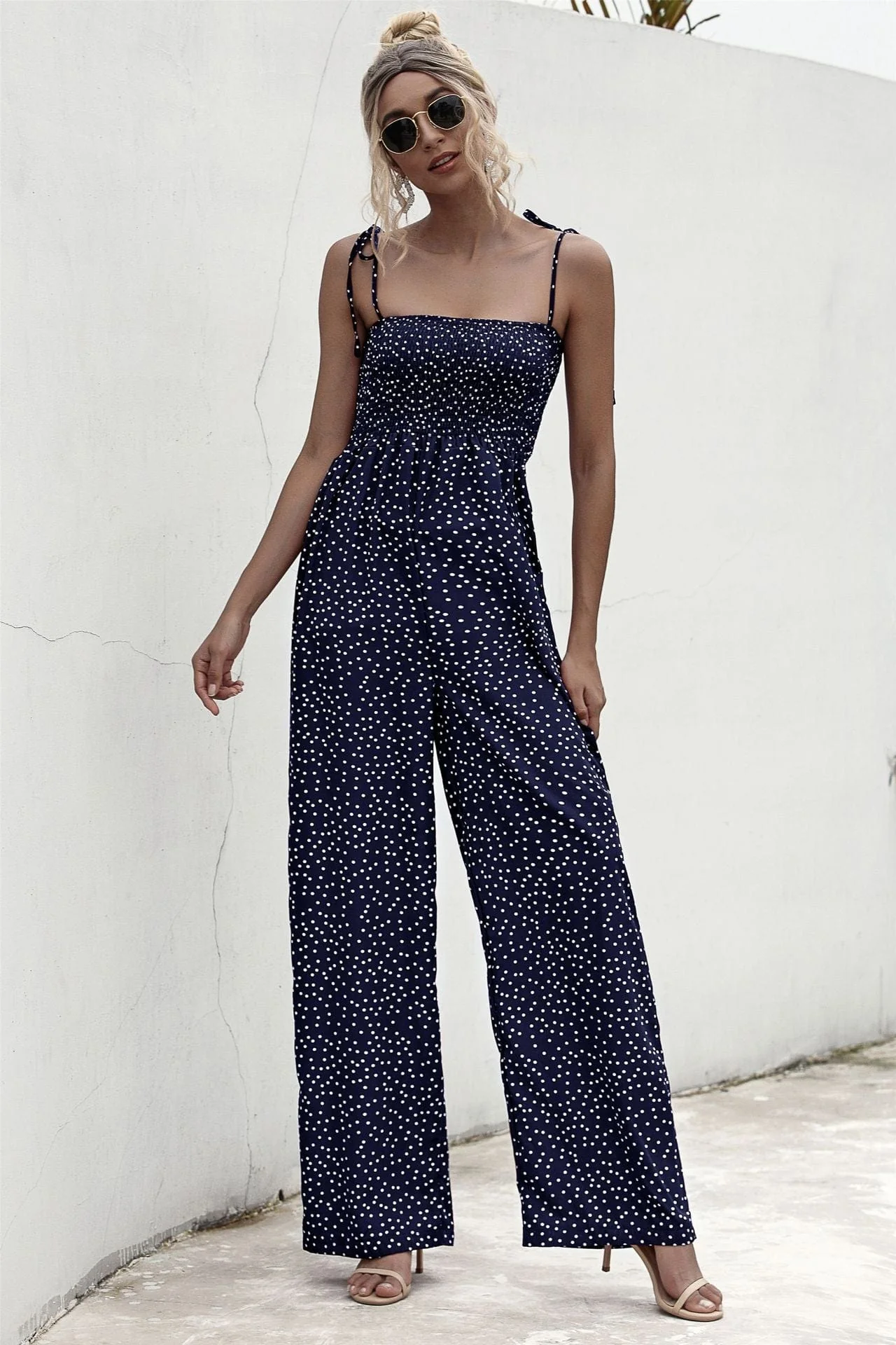 Polka Dot Straight Neck Jumpsuit - Image 7