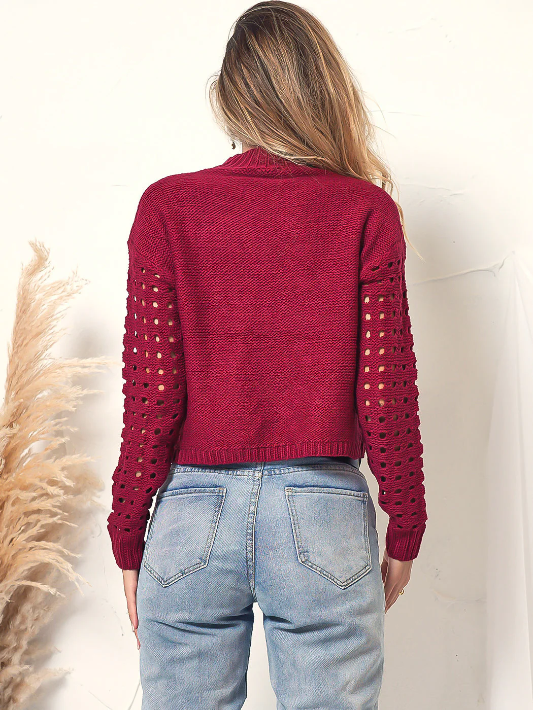 Pom Pom Open Knit Long Sleeve - Image 9
