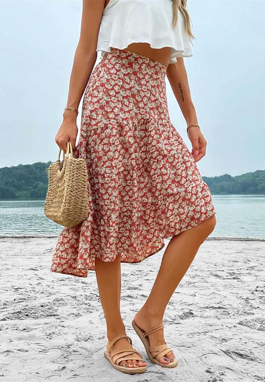 Printed Asymmetrical Hem Skirt - Image 6