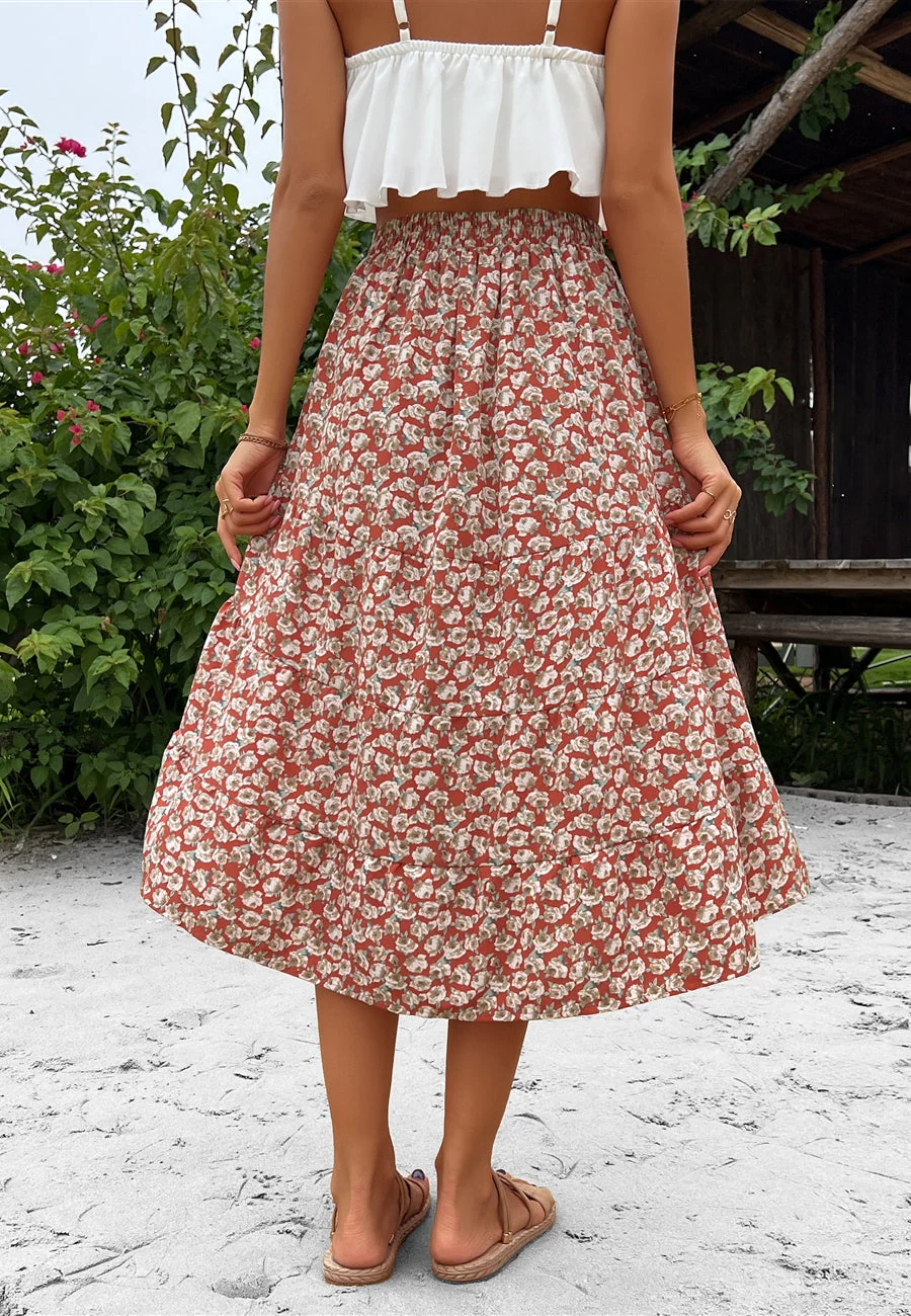 Printed Asymmetrical Hem Skirt - Image 7