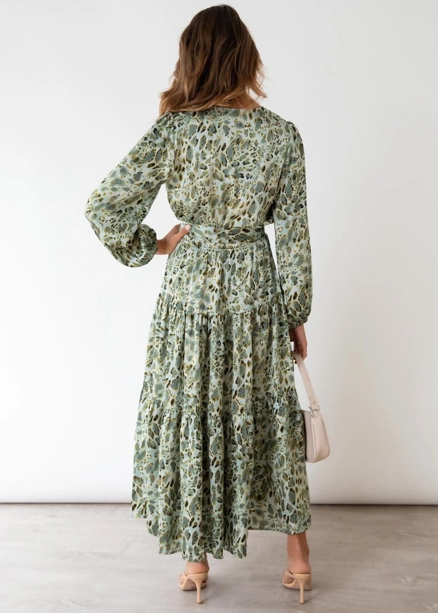 Printed Long Sleeve Tiered Dress - Image 10