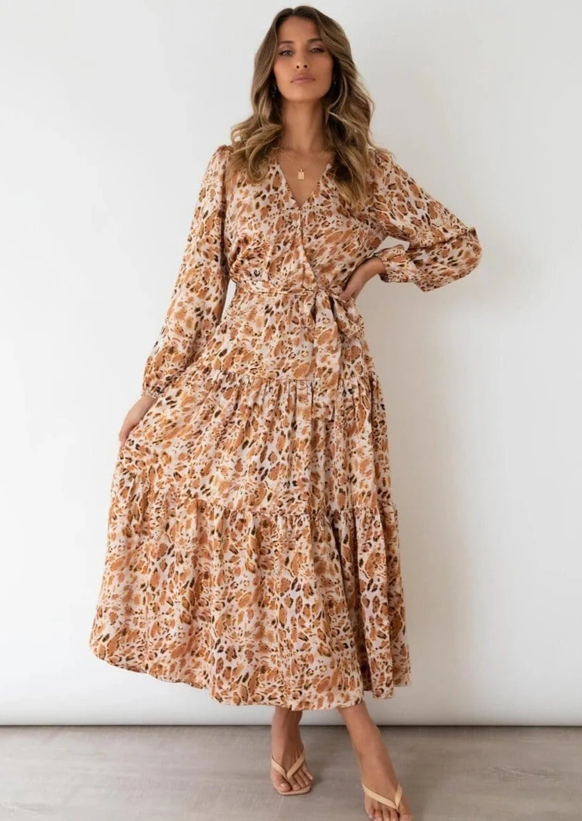 Printed Long Sleeve Tiered Dress - Image 2
