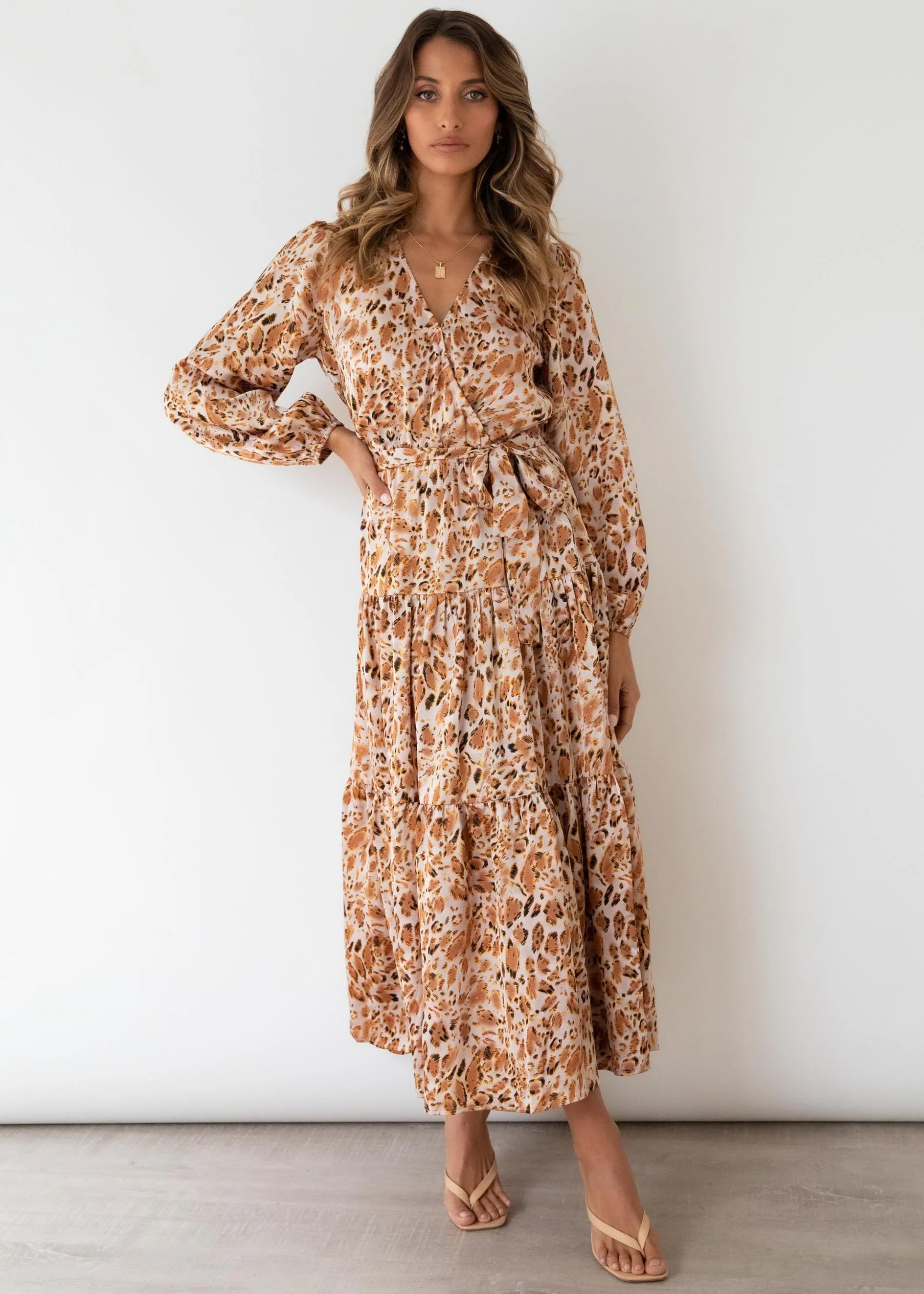 Printed Long Sleeve Tiered Dress - Image 4