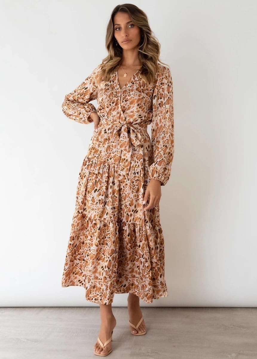 Printed Long Sleeve Tiered Dress - Image 5