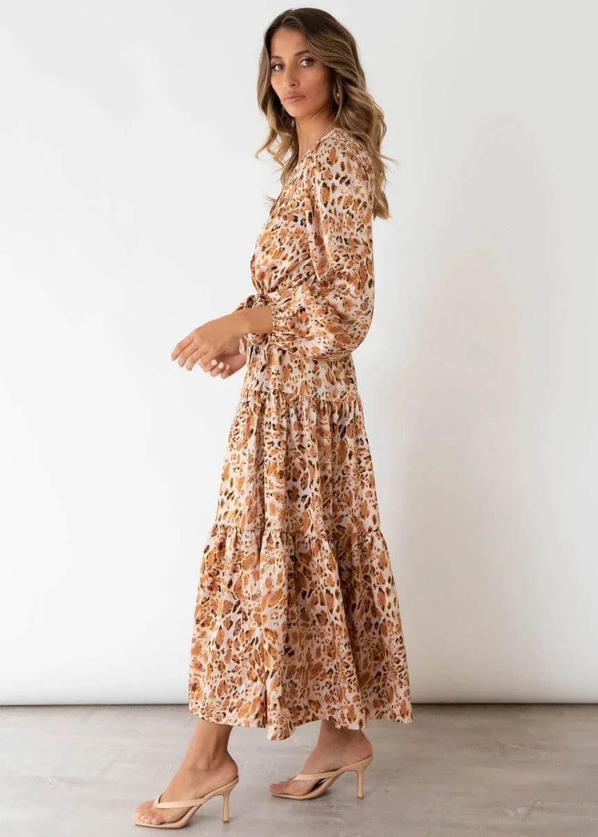 Printed Long Sleeve Tiered Dress - Image 6