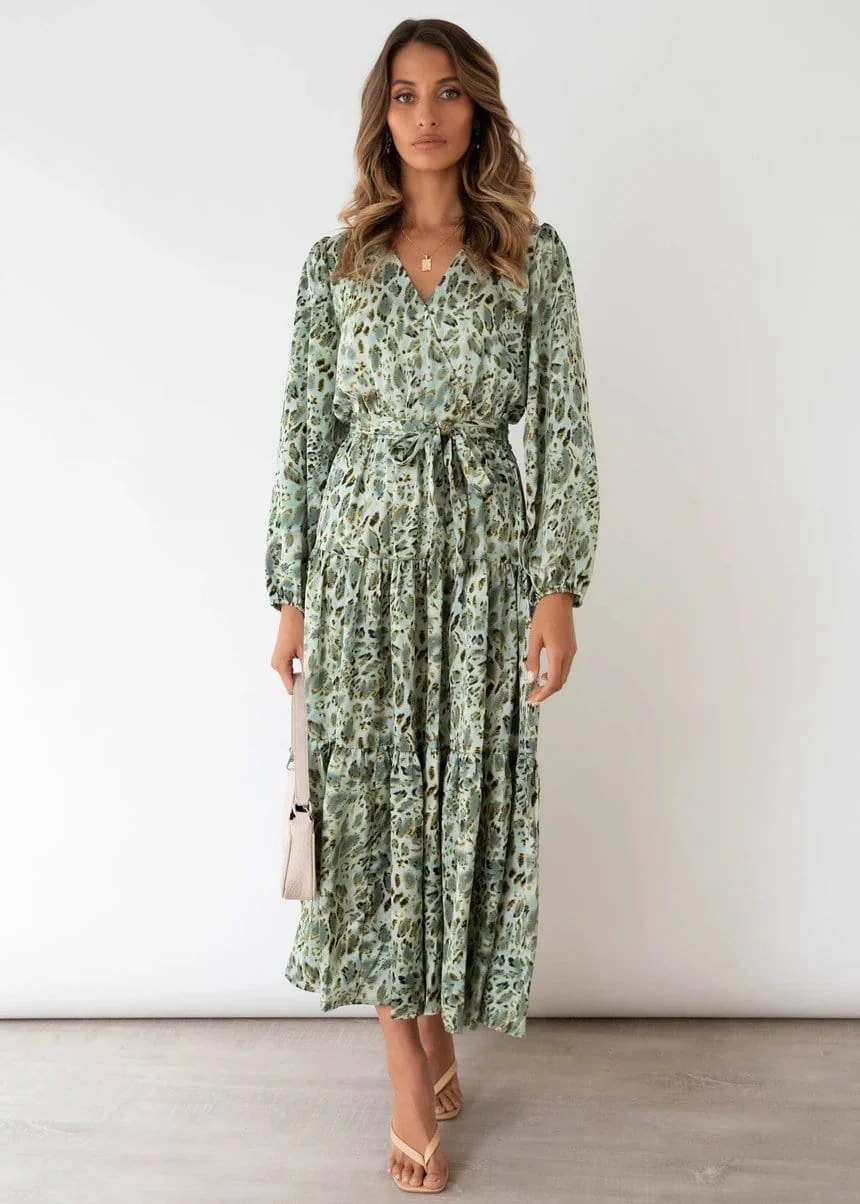 Printed Long Sleeve Tiered Dress - Image 8