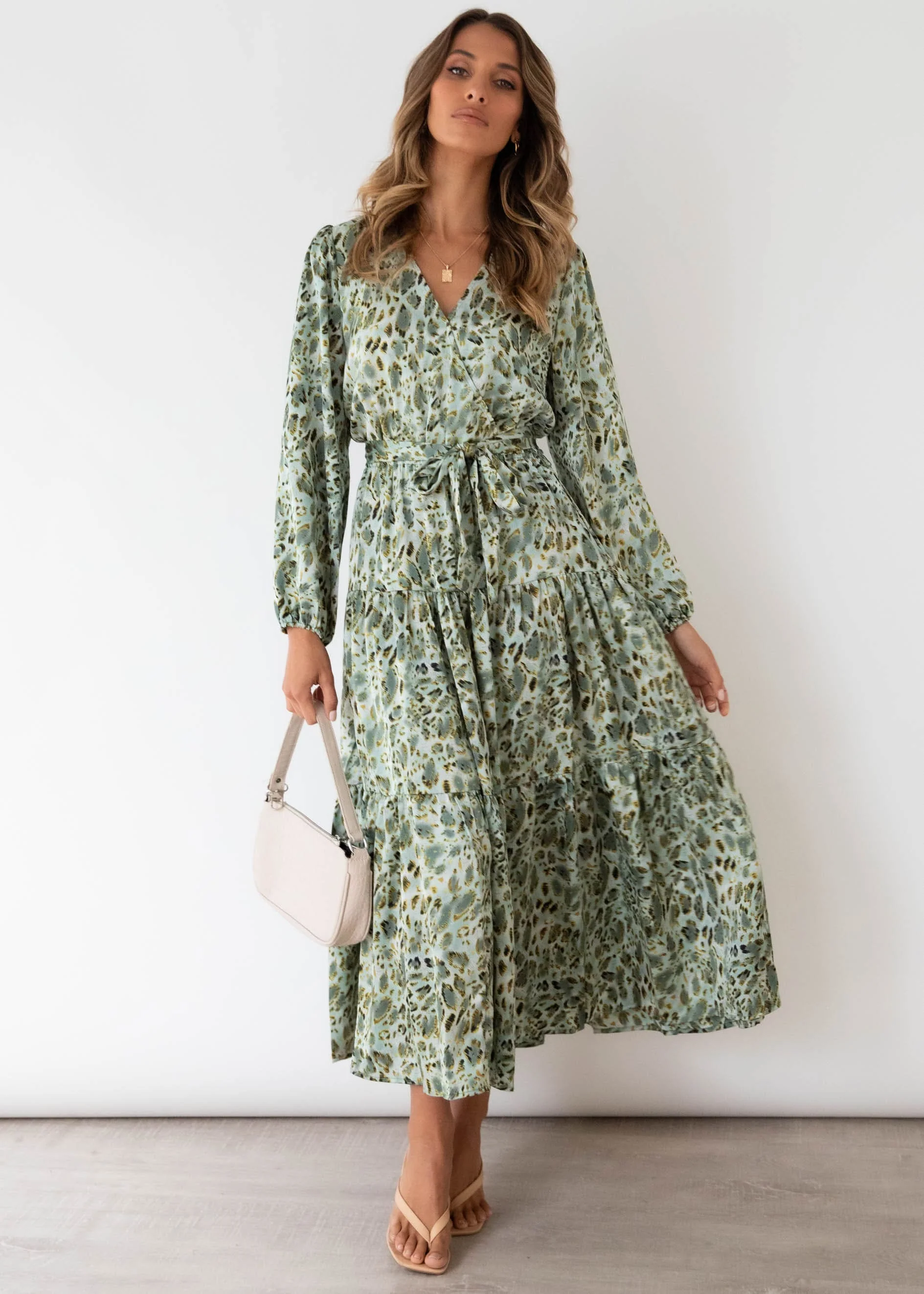Printed Long Sleeve Tiered Dress - Image 9