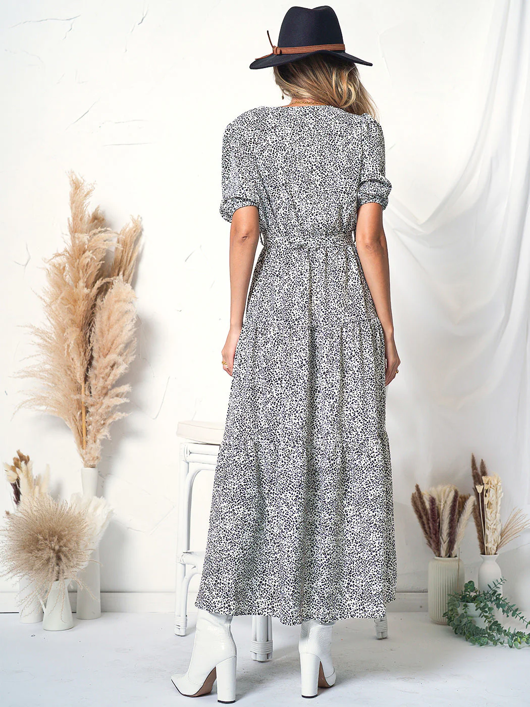 Printed Puff Sleeve Wrap Dress - Image 9