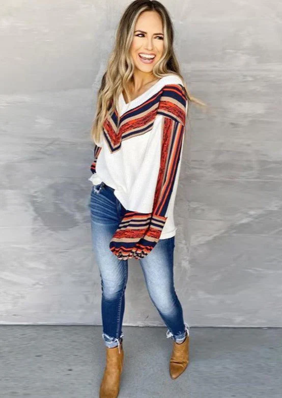 Printed V-Neck Puffed Sleeve Tunic - Image 2