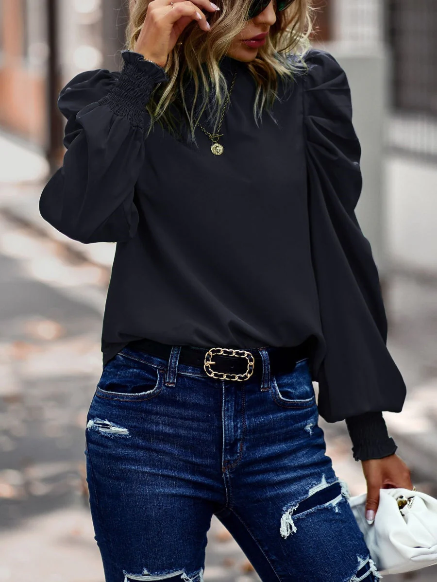 Puff Sleeve Back Tie Blouse - Image 7