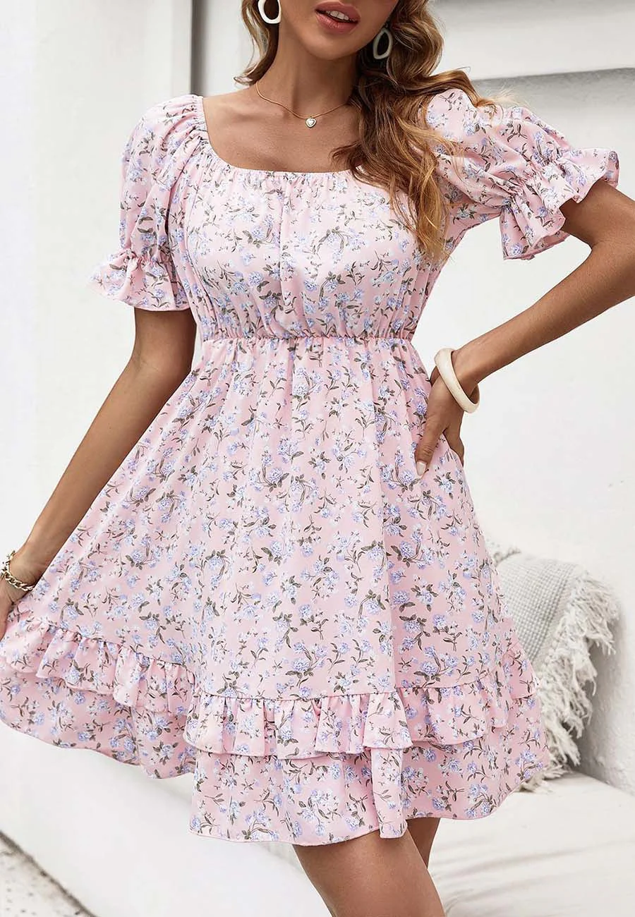 Puff Sleeve Ruffle Detail Dress - Image 3