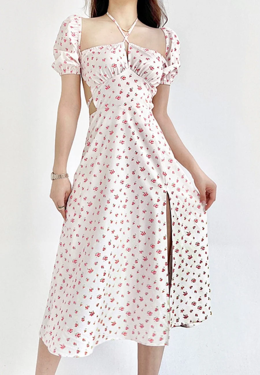 Puff Sleeve Square Neck Floral Maxi Dress - Image 2