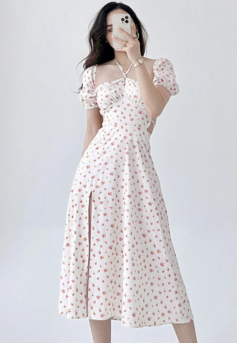 Puff Sleeve Square Neck Floral Maxi Dress - Image 3