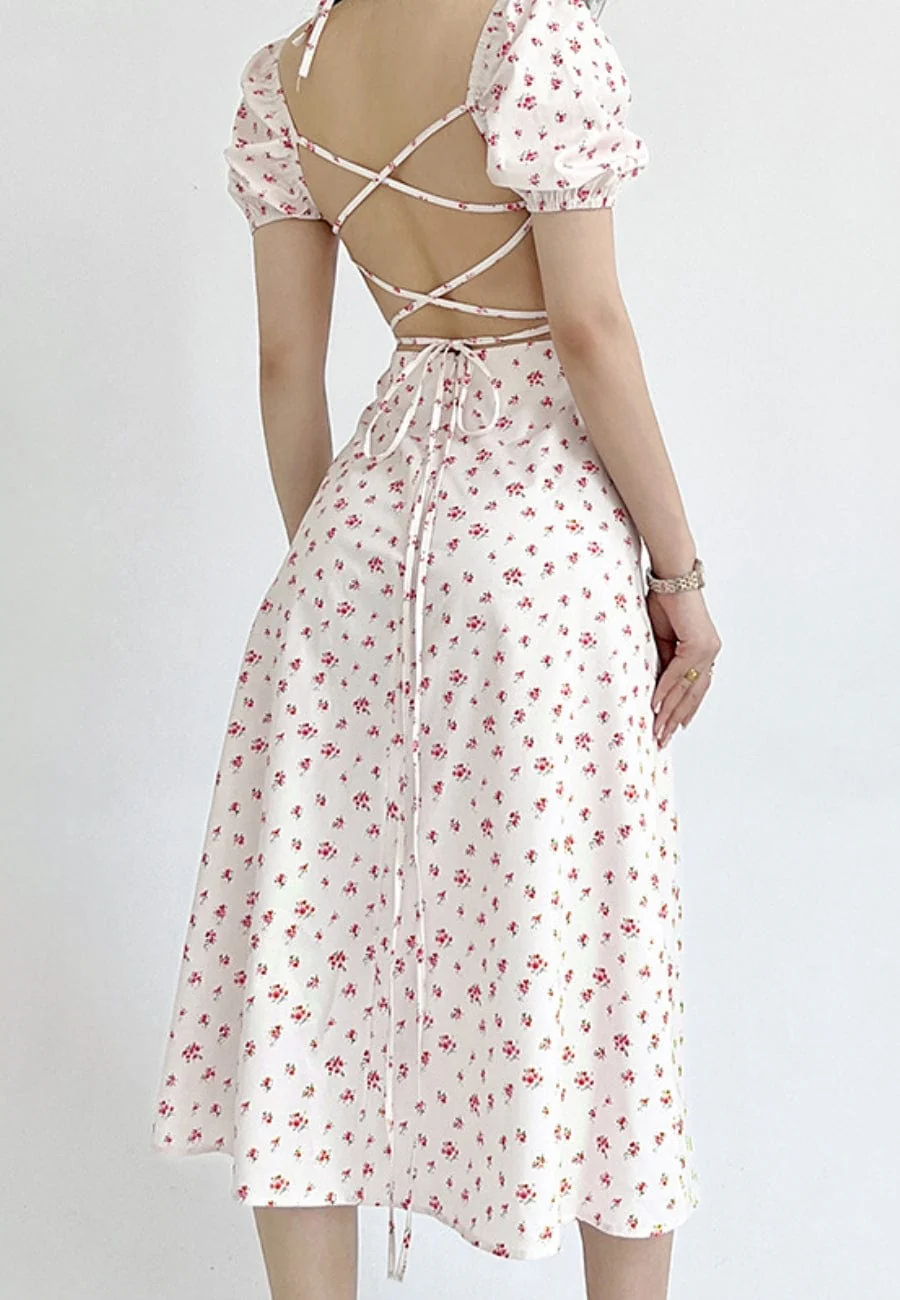 Puff Sleeve Square Neck Floral Maxi Dress - Image 4
