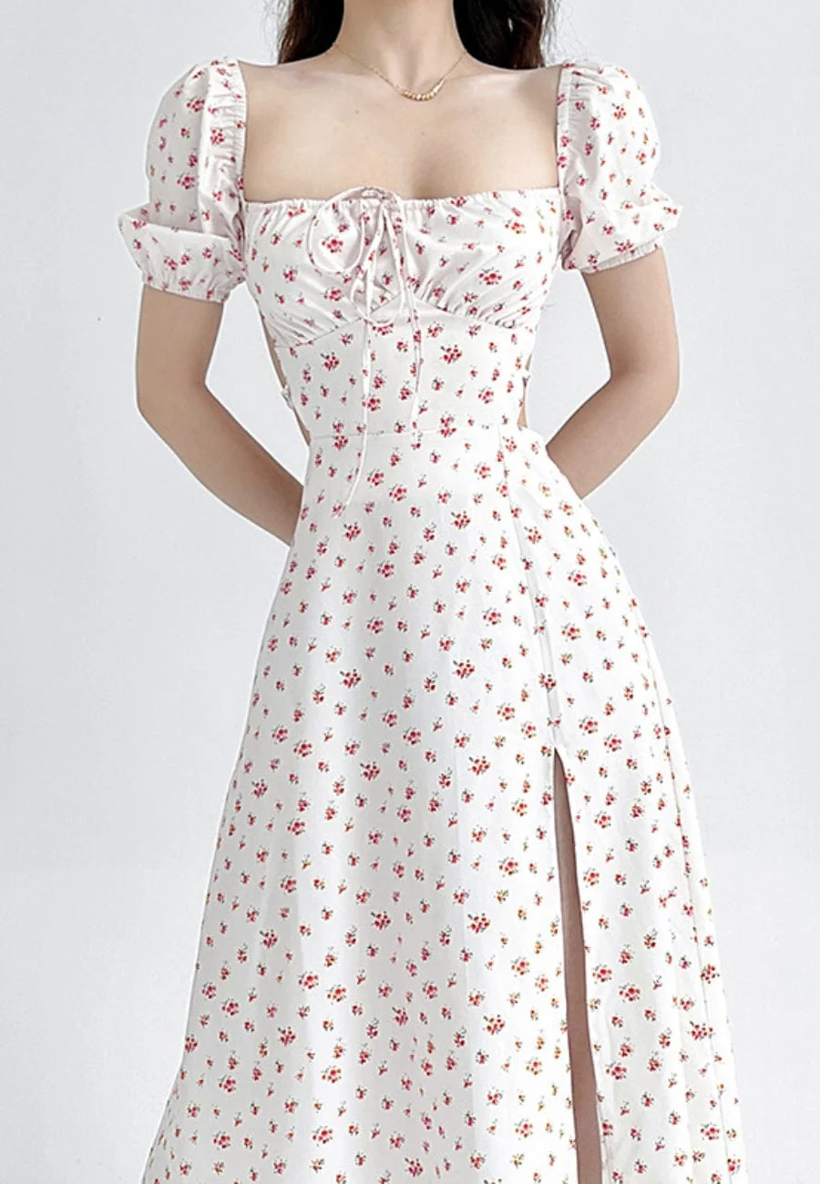 Puff Sleeve Square Neck Floral Maxi Dress - Image 6