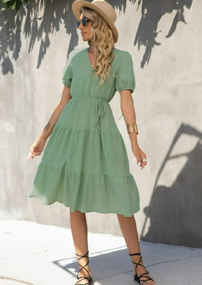 Puff Sleeve Tiered Dress